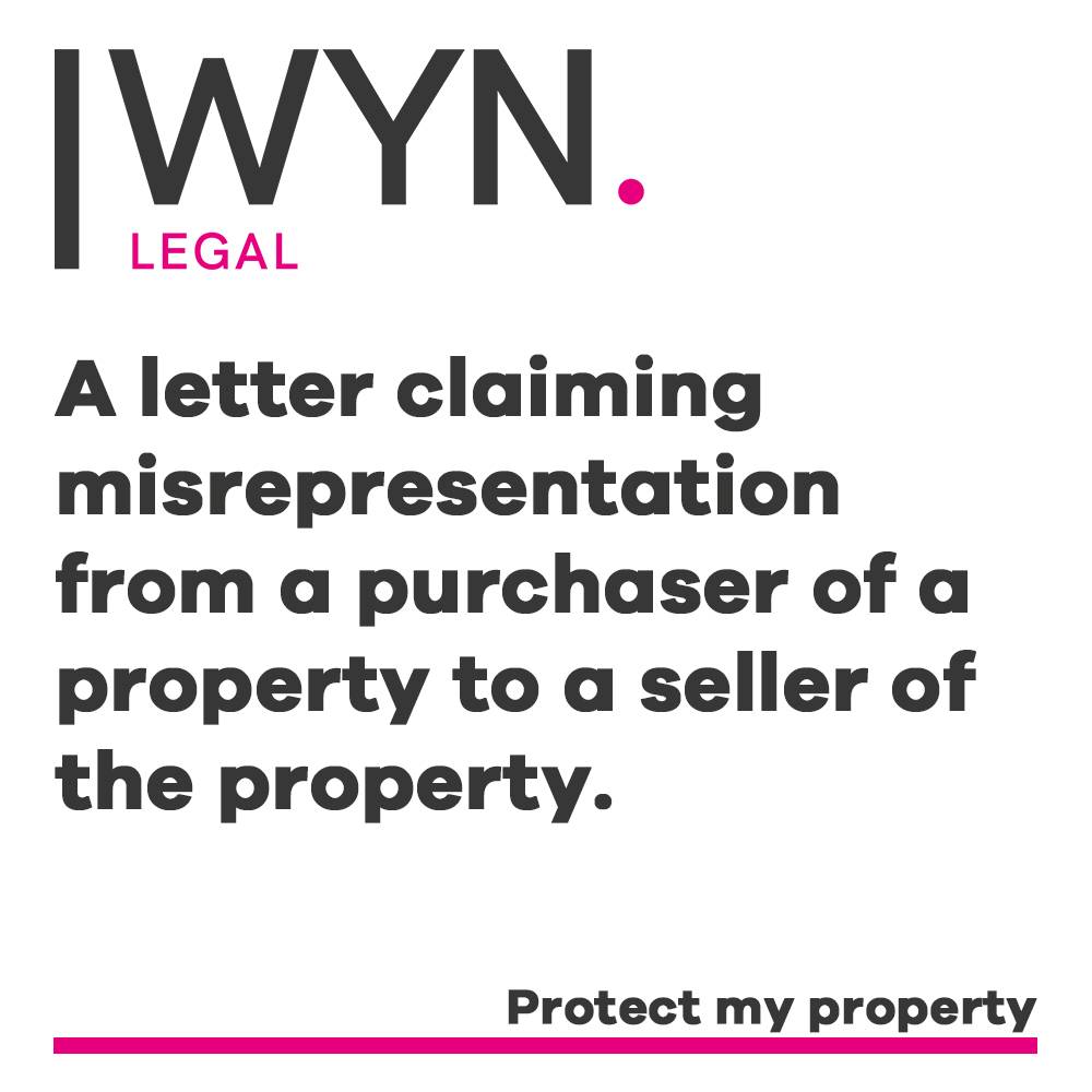 a letter claiming misrepresentation from a purchaser of a property to a seller of the property.
