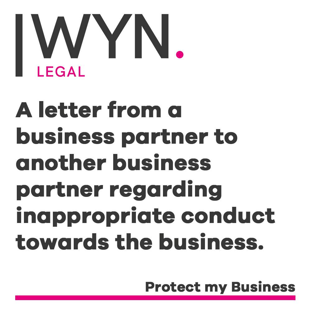 a letter from a business partner to another business partner regarding inappropriate conduct towards the business.
