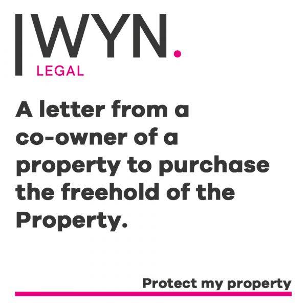 a letter from a co owner of a property to purchase the freehold of the property.
