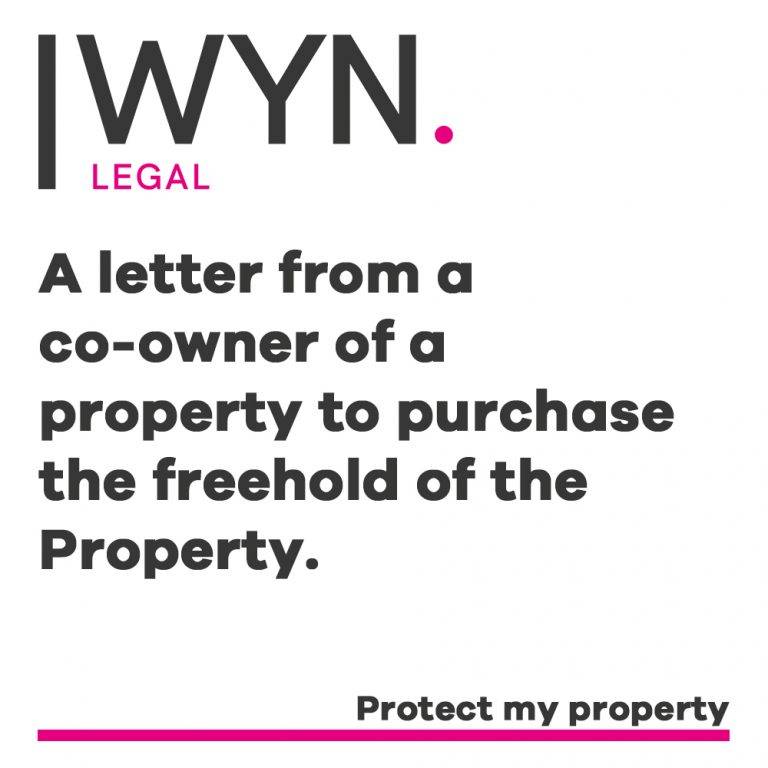 A letter from a coowner of a property to purchase the freehold of the