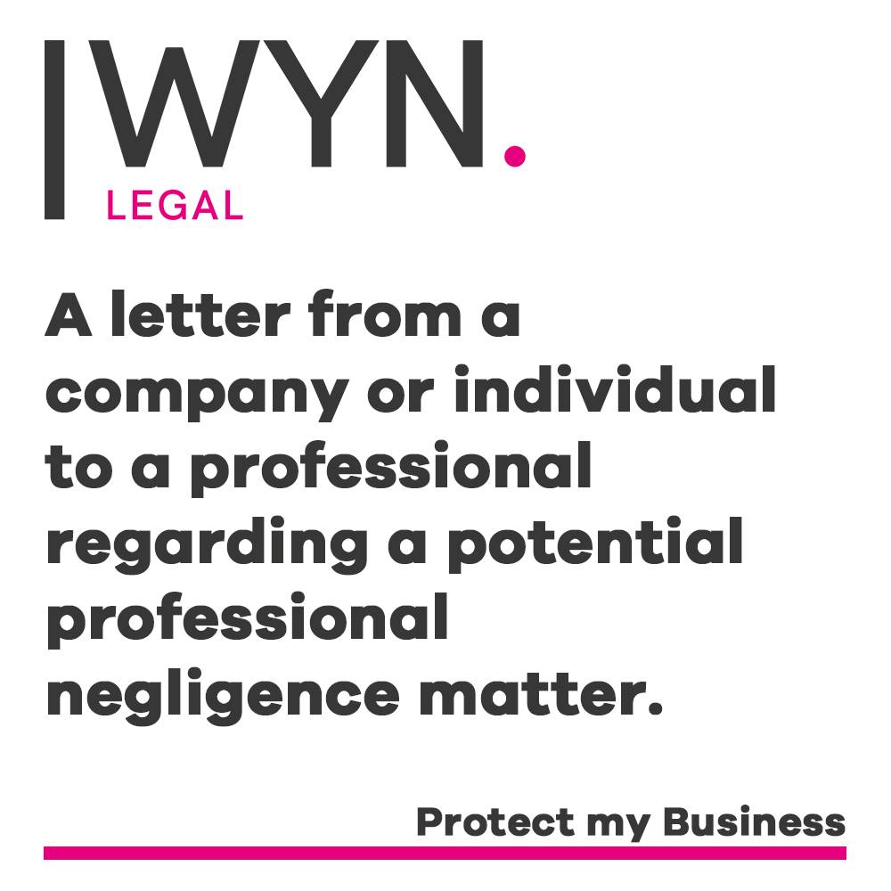 a letter from a company or individual to a professional regarding a potential professional negligence matter.