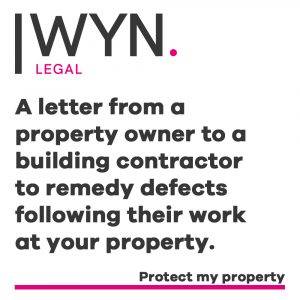 a letter from a property owner to a building contractor to remedy defects following their work at your property.