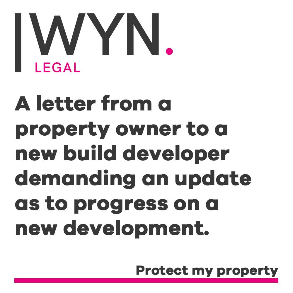 a letter from a property owner to a new build developer demanding an update as to progress on a new development.