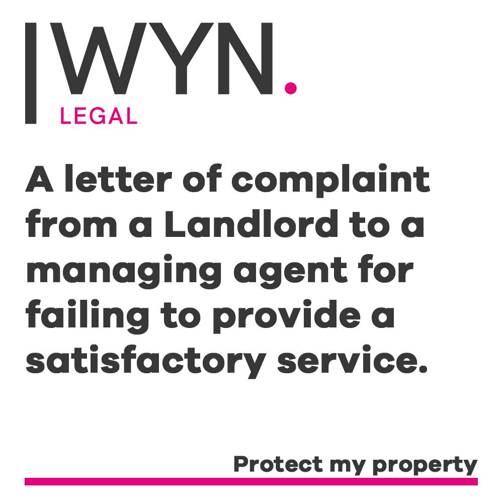 a letter of complaint from a landlord to a managing agent for failing to provide a satisfactory service.