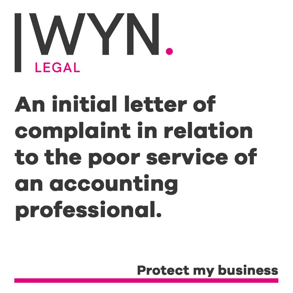 an initial letter of complaint in relation to the poor service of an accounting professional.