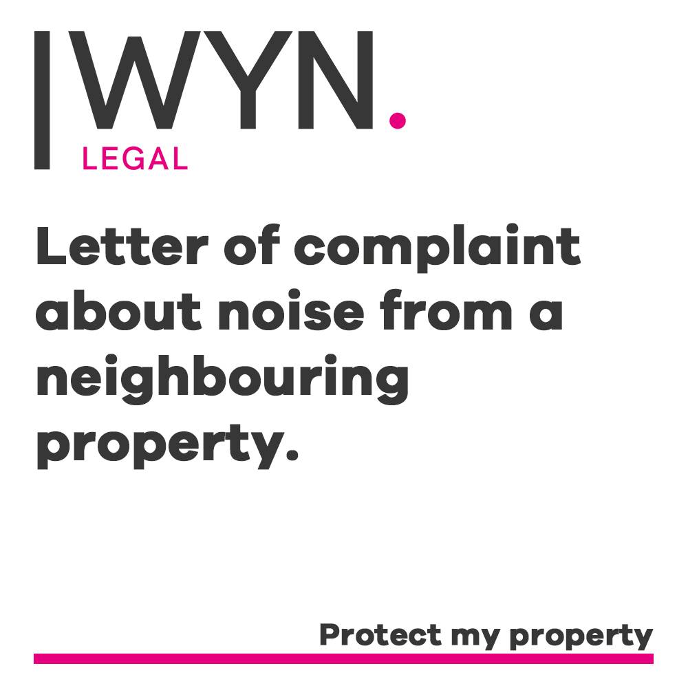 letter of complaint about noise from a neighbouring property.