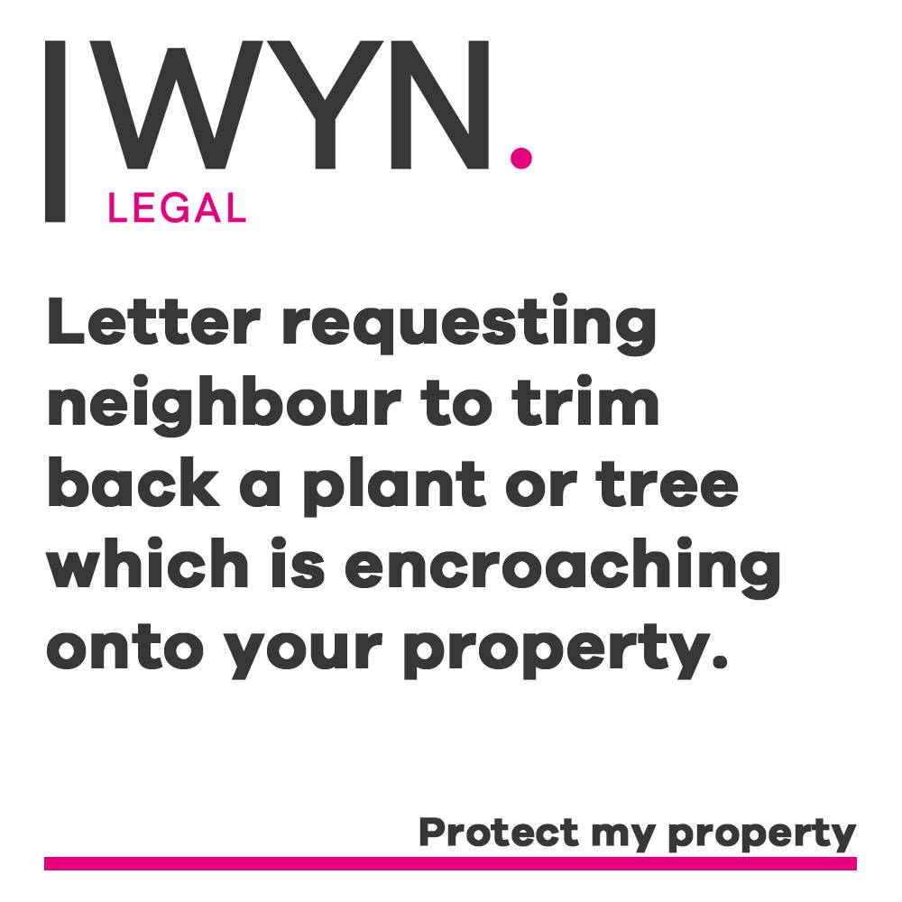 letter requesting neighbour to trim back a plant or tree which is encroaching onto your property.