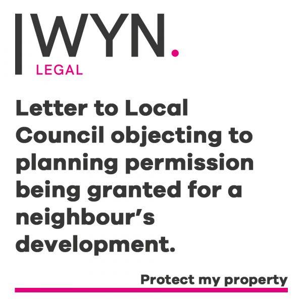 letter to local council objecting to planning permission being granted for a neighbour’s development.